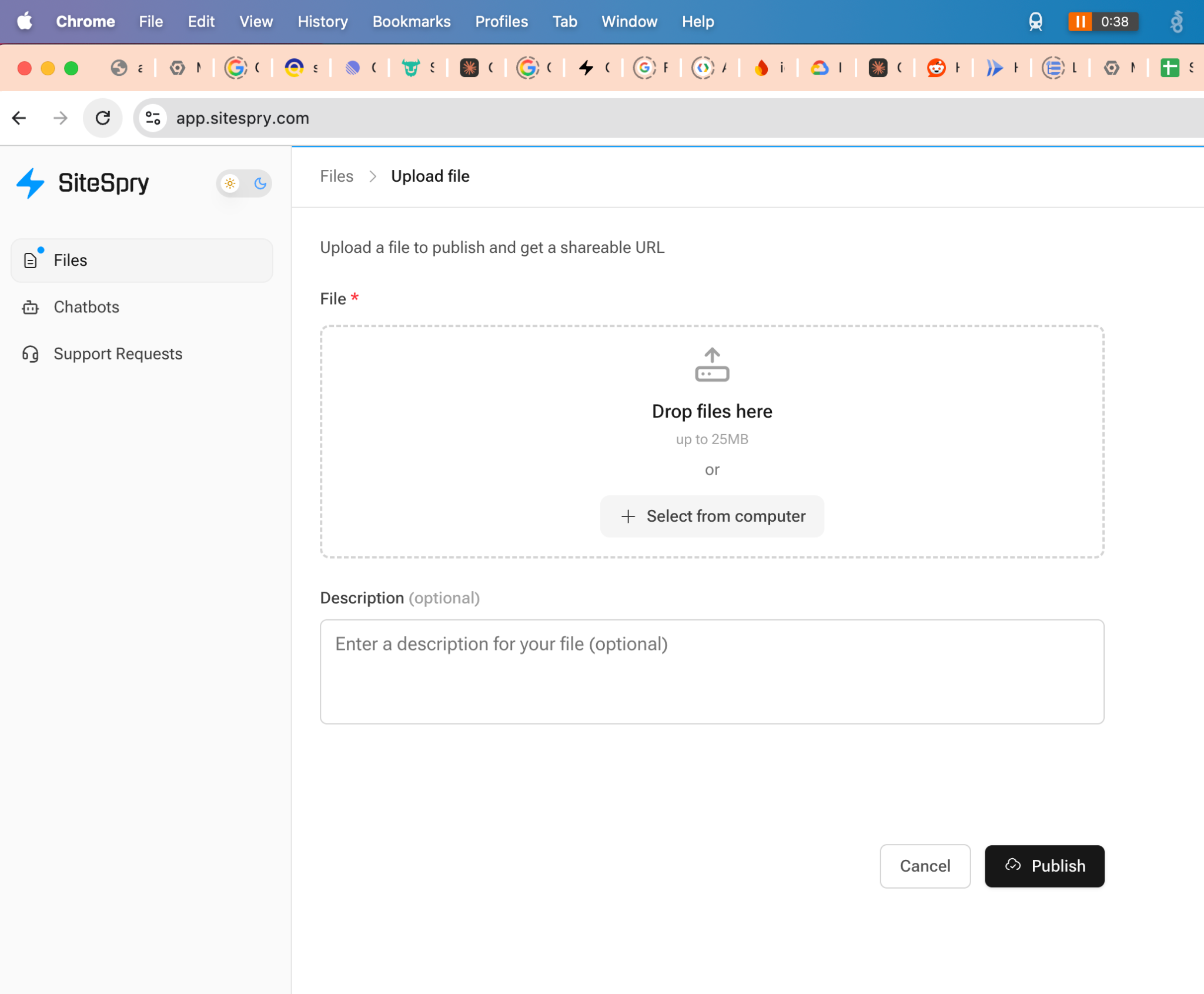 Upload file interface